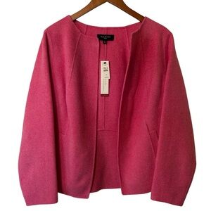 NWT Talbots Pink Double Faced Wool Blend Open Front Jacket Womens 1X